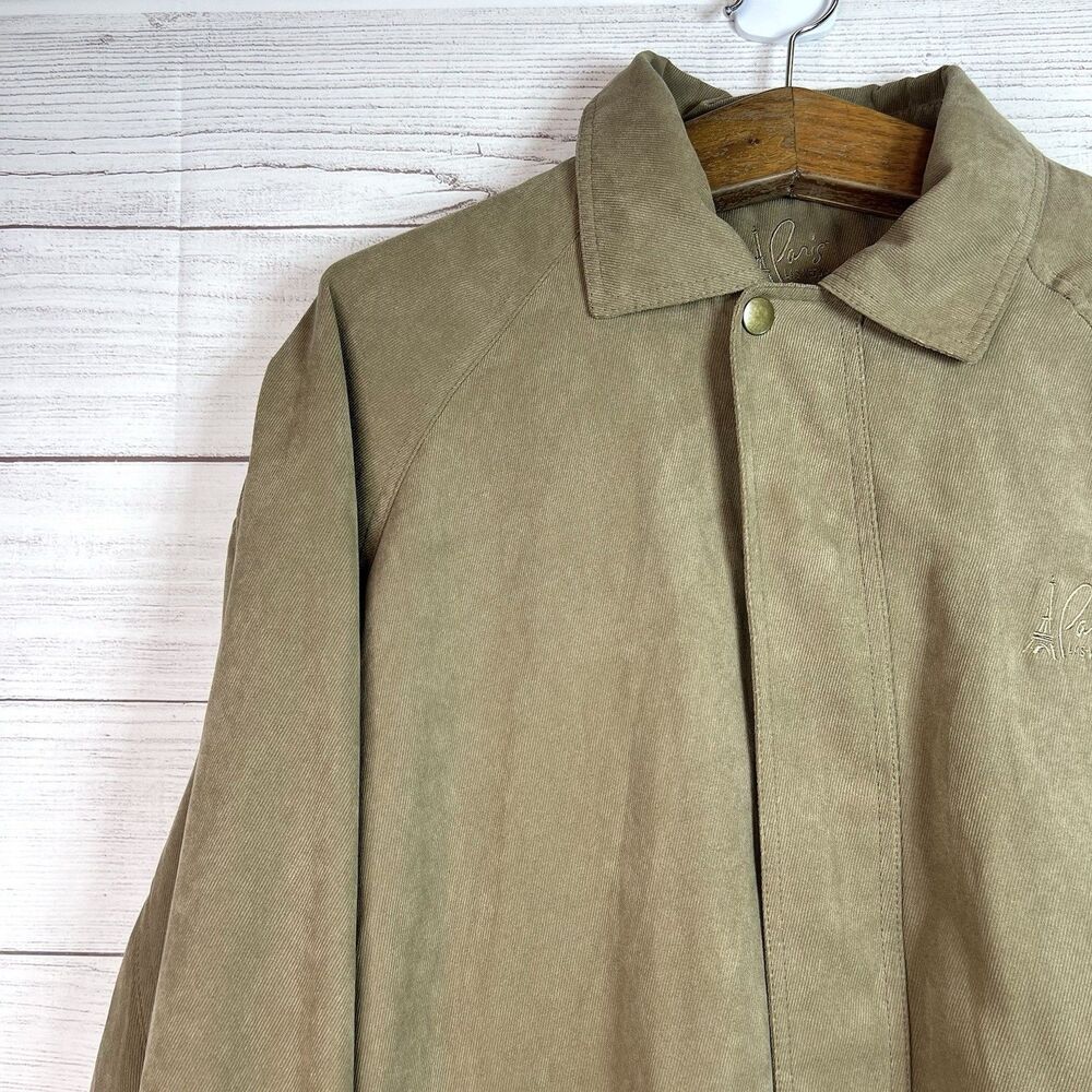 Vintage 90s Paris Las Vegas Suede Tan Full Zipper Jacket Mens Size XL Polyester - Picture 3 of 12